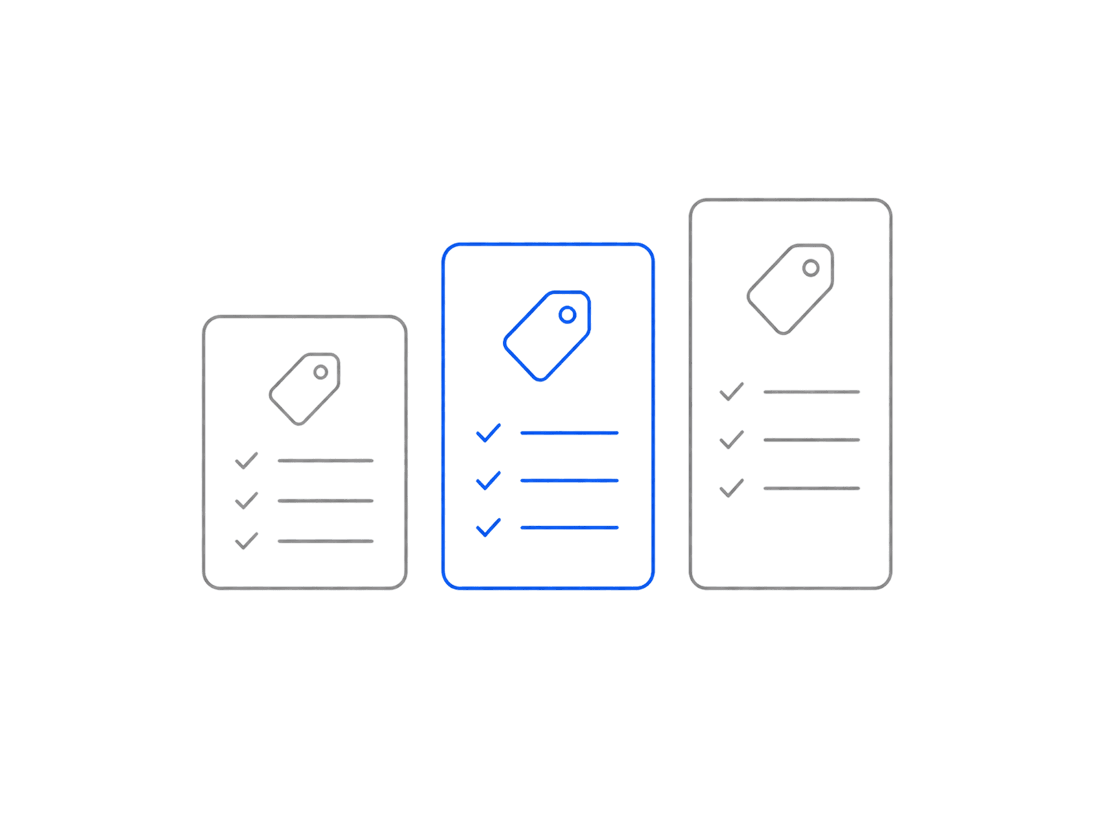 Three pricing plans side by side with the recommended plan highlighted