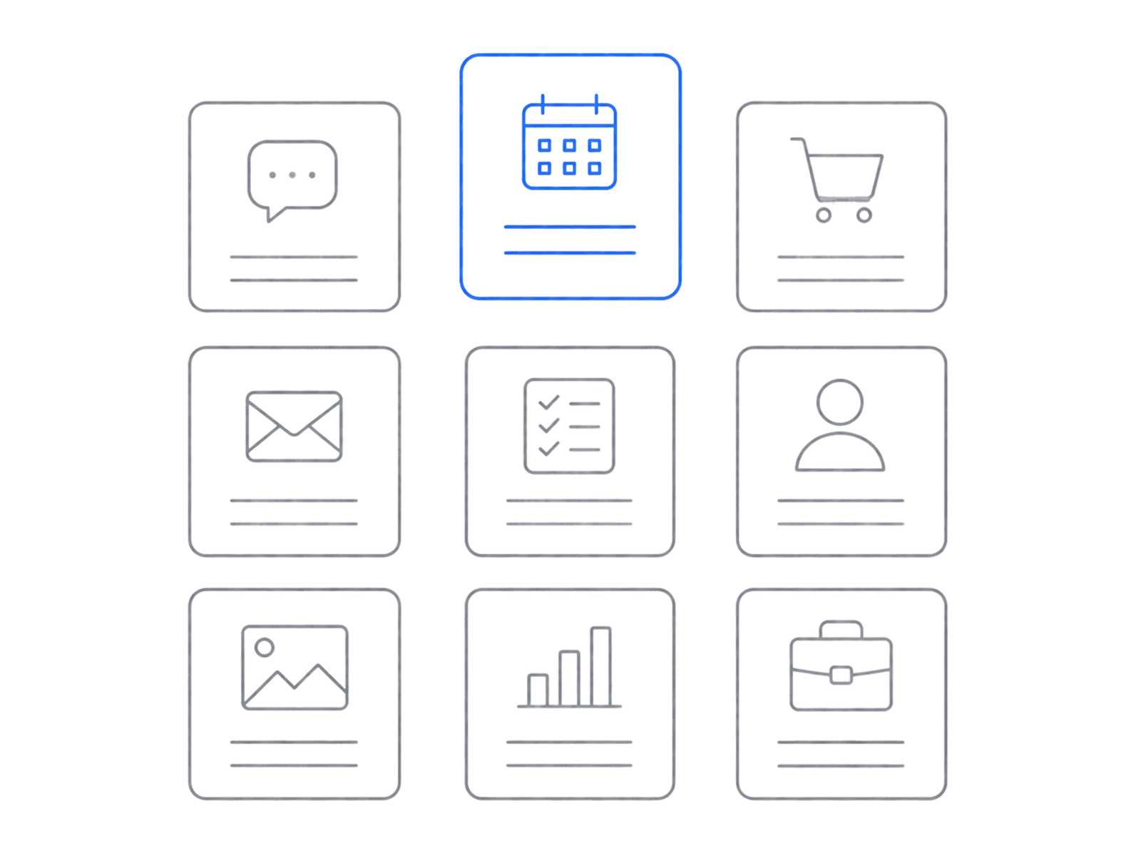 A grid of agent templates with one template lifted out of the grid